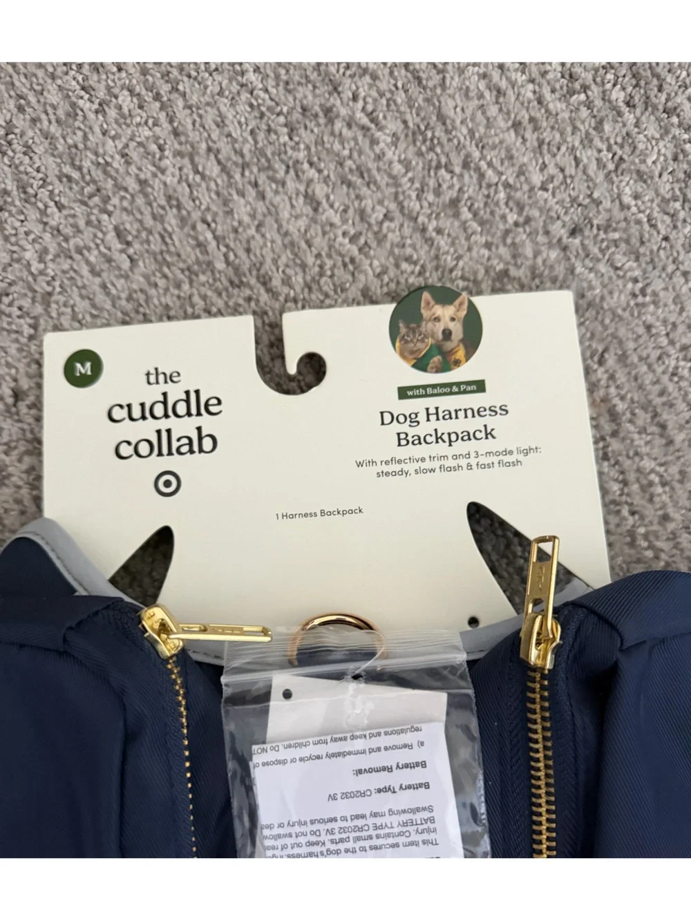 The Cuddle Collab Navy Dog Harness Backpack
